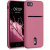 kwmobile Cover compatibile con Apple iPhone SE (2020/2022) / 8/7 - in Silicone morbido - Custodia con scomparto porta carte biglietti - Back Case rosa scuro matt