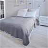 Home Tresor - Trapuntino Matrimoniale Primaverile Estivo Boutis Copriletto Imbottito Leggero Mezza Stagione Quilt Bordo Ricamato con Pizzo - Grigio