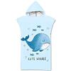 DOTBUY-Shop Telo Mare con Cappuccio per Adulto, DOTBUY Estate Asciugamano da Bagno Poncho in Microfibra,Stampa di Simpatici Animali,Telo per Sport,Spiaggia, Nuoto,Surf (75x110cm,Balena B)