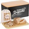 Hovea - Portapane "French Baguette" - 30 x 18 x 16 cm - Metallo & Bambù - Con Sacchetto per il Pane - Per Baguette, Pan Carré, Fette Biscottate - Contenitore Pane - Nero - BP301