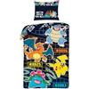 Halantex Pokémon Copripiumino Singolo 140x200 + Federa Pikachu Charizard Blastoise