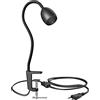 ledscom.de Lampada a pinza, collo d'oca KLUK, interruttore, nero opaco, 1x GU10 max. 60W