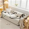 VanderHOME Copridivano Asciugamano da divano Decorativo Universale Tutte le stagioni Tessuta Nappe Cuscino divano Astratto Geometria Linea Multifunzione Morbido Coperte Divano 180*130cm Grigio scuro