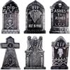 Larber 6 Pezzi Tombe Halloween Decorative Lapide 42 cm Giardino con Scheletro Pipistrelli Teschio, Tomba Finta Horror