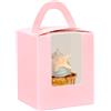 Gcardist Scatole per cupcake rosa, contenitori per cupcake usa e getta, 25 pezzi, scatole per cupcake singole con finestra, 9,3x9,3x11 cm, contenitori per cupcake (3,7x3,7x4,5 pollici)