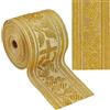 GORGECRAFT Nastro Jacquard Etnico in Poliestere da 4.6 Metro Larghezza 39mm Motivo A Croce Motivo A Ricamo Vintage Tessuto per Cucire Abbigliamento Tende Tappezzeria Confezioni Regalo Applique Oro