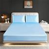 ROOEE Set di lenzuola in raso e seta con lenzuolo con angoli e federa traspirante, morbido, biancheria da letto in tessuto antirughe, anti-restringimento e antisbiadimento (AZZURRO CHIARO, King)