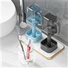 eyesfon Portaspazzolino da bagno in materiale PP, supporto per dentifricio con tazza per collutorio in materiale PS, organizer accessori da bagno (nero)
