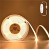 Kimuwote COB - Striscia LED 3 m, USB 5 V, 3 m, bianco caldo, 3000 K, USB dimmerabile 960 LED, striscia LED flessibile, luce per camera da letto, casa, guardaroba, illuminazione fai da te