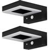 Brendz Applique da parete esterno solare con sensore di movimento PIR, 600 Lumen, Impermeabile IP44, lampada solare da esterno con 3 Modalità regolabili, Luce bianca calda 3000k, Bata set di 2