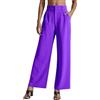 Generic Pantaloni elastici in vita per donne donne pantaloni a gamba larga per lavoro Business casual a vita alta pantaloni fluidi pantaloni da palestra da donna, Viola, XS