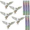 Lifreer Scaccia-uccelli, 5PCS Scaccia-uccelli Falco Gufo Finto, gufo riflettente decorazione da appendere, griglia stampata su entrambi i lati finto Falco Aquila per patio giardino finestra veranda