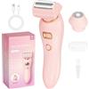 AOOWU Rasoio Intimo donna, 2 In 1 Rasoio Elettrico Donna Inguine, IPX7 Depilatore Corpo Donna, Epilatore Viso Donna di Rimozione per Bikini Ascelle Gambe, Ricaricabile Dry Wet, con Display LED