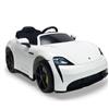 INJUSA - Auto Elettrica Porsche Taycan 12V per Bambini 3-4 Anni | Macchina Elettrica con Luci | Suoni | MP3 | Retromarcia | Radiocomando | Apertura delle Porte | 6 km/h | Bianco