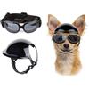 UOSIA Casco per Cani e Occhiali da Sole per Cani di Piccola-Media Taglia Occhiali di Protezione per Cani Cappello Sportivo per Cani di Piccola Taglia Occhiali Neri Regolabili