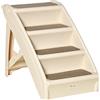 PawHut Scaletta per Cani Pieghevole con 4 Gradini Antiscivolo, Scala per Animali Domestici fino 10 kg in PP, 62x38x49.5cm, Beige
