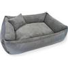 4L Textil Teo Cuccia Cane sfoderabile e lavabile Cuccia per Cani piccolo Letto per cani Cuscino per Animali Divano per Cani Letto Grigio (100x80 cm, Grafite)