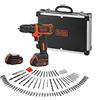 BLACK+DECKER BDCDD12BAFC-QW Trapano Avvitatore a Batteria 10.8V- 26 Nm con Batterie Incluse di 1.5 Ah + Caricabatterie + Set accessori 100 pz. + Valigetta