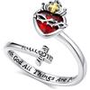 EUDORA Harmony Ball 925 Sterling Silver Cross Ring for Women, Sacred Heart Band Ring Jesus Fish Adjustable Rings Faith Ring With God Jewelry Gift