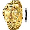 OLEVS Orologio Quadrante Oro Uomo Luminoso Impermeabile Diamante Elegant Bracciale Acciaio Inossidabile Argento Grande Orologio Analogico Quarzo Watches for Men