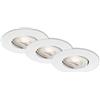 BRILONER Leuchten - Lampade LED da incasso, set da 3 lampade da soffitto, modulo LED orientabile, 5 watt ciascuna, 460 lumen, 3.000 Kelvin, IP23, bianco, 90x24mm (DxH)