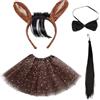 TUONYIS 4 Pezzi Set di Costumi di Cavallo Marrone,Costume da Cavallo Asino Set, Brown Ears on Head Band Tail Set,per la Festa Della per Bambini di Natale Halloween Carnevale(Marrone)