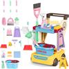 deAO Set Pulizie Bambini 17 Pezzi - Carrello Smontabile con Scopa, Paletta e Bottiglia Spray - Gioco Simulazione Educativa 2-5 Anni - Attrezzi Pulizia Giocattolo per Bambini，Apprendimento Montessori