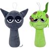 SSKHE 2PC Carino verde e grigio peluche bambole set di morbido e confortevole, design affascinante e speciale, è una parte indispensabile della collezione di giocattoli per bambini e musicale!