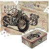 Nostalgic-Art Puzzle retrò 1000 pezzi, 68 x 48 cm, Route 66 - Bike Map - Idea regalo per gli appassionati dell'America per adulti, in scatola di metallo vintage come confezione regalo