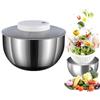 JAOGAUS Centrifuga per insalata, 4,5 l, in acciaio inox, con centrifugazione automatica, fondo antiscivolo e ricaricabile tramite USB, asciugatore per frutta e verdura con coperchio, grande centrifuga per