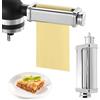TECKZOON Inserto per pasta in acciaio inox 304, adatto per robot da cucina Kenwood, accessori per pasta con manopola girevole, 8 spessori regolabili, rullo per pasta Kenwood accessori Kmix, argento