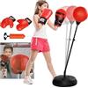 AIYAPLAY Set Punching Ball da Terra per Bambini con Guantoni, Pungiball Boxe con Altezza Regolabile da 122.5-147 cm, Età 5-10 Anni, Rosso