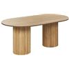 Beliani Tavolo da Pranzo Rustico da Cucina Piano Ovale Gambe in Legno di Gomma 180 x 100 cm Legno Chiaro