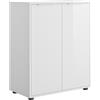 Yellowshop - Bambey Mobile mobiletto madia multiuso 2 ante battente e 2 ripiani L72 x P35 x H88 cm casa ufficio colori Bianco, Cemento, Rovere Artisan Made in Italy. (Bianco Lucido)