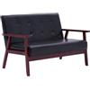 vidaXL Divano a 2 Posti Elegante retrò Stile Francese Relax Comodo Morbido Imbottito Sofa con Braccioli Arredo Casa Nera in Similpelle Telaio in Legno