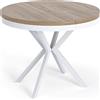 WFL GROUP Tavolo da Pranzo Rotondo Allungabile - Tavolo Loft Style Con Gambe in Metallo Bianche - 100 a 180 cm - Tavolo Rotondo Stile Industriale Per il Soggiorno - Salvaspazio - 100 cm - Rovere Sonoma