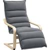 HOMCOM Poltrona Camera da Letto Relax in Legno con Rivestimento in Velluto, Poltroncina da Camera con Poggiapiedi Regolabile, Design Moderno per Salotto e Soggiorno, Grigio Scuro