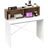 HOMCOM Scrivania PC per Studio e Ufficio con Piano Rialzato e 2 Ripiani, Scrivania Moderna Scrittoio con Struttura a X per Gaming, Casa, Sala da Pranzo, 110x50x102.6 cm, Bianco, Marrone e Noce