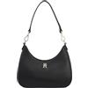 Tommy Hilfiger Donna Borsa a Spalla Logotape con Zip, Nero (Black), Taglia Unica
