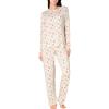 Goldenpoint Donna Pigiama Lungo Rose Bouquet con Maglia Girocollo a Manica Lunga e Pantaloni Lunghi in Viscosa
