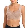 SERSARY Reggiseno Donna Pizzo Imbottito Senza Ferretto Spalla Larga Senza Cuciture Bralette Morbido Reggiseni Top Senza Ganci Comodo Reggiseno Sportivo Leggero Push Up BH,Beige,XXL