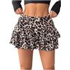 GORGLITTER Gonna leopardata da donna, corta, estiva, leggera e traspirante, con pantaloni, sexy, con volant, 2 in 1, leo, S