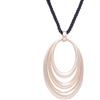 NILUXE DESIGN -Ciondolo Donna Grande con Cerchi Dorati - Lunghezza Regolabile - Catena Satinata Intrecciata Nera - Ciondolo Fatto a Mano Stile Boho Chic per Donna - Collana Lunga Donna