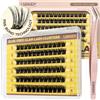 LASHVIEW Self Adhesive Lashes Clusters Eyelashes,Press-on Lashes 10-16mm Individual Lash Extension Kit with Lash Tweezers,No Glue Needed Natural Self Adhesive DIY Eyelash Extension Kit (F23)