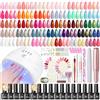 PEACECOLOR 65pz Kit Semipermanente Unghie Completo, 35 Colori Smalto Semipermanente Unghie Nudo Rosa Arancia Bianco Gel con Lampada e Fresa per Unghie e gli Strumenti per Manicure Salon DIY
