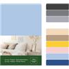 VEL VET HOME VelvetHome Topper Lenzuolo con angoli Matrimoniale 160x200 cm con elastico 100% cotone pettinato Certificato Oeko-TEX Standard 100 Lenzuolo sotto con Angoli Matrimoniale 160x200 Bleu clair
