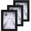 lincoolart Cornice Portafoto 13x18 cm in Legno Nero, Set da 3 Pezzi, Cornici MDF 5x7 Pollici con Vetro Acrilico Infrangibile, per Parete e Tavolo, Ideale per Foto e Decorazione