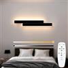 niuniaj applique da parete interno con telecomando,15W 1800LM applique camera da letto,60CM Nero Applique da Parete Interno LED Dimmerabile 3000K-6000K per Soggiorno Camera da Letto Scala Corridoi