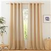 PONY DANCE Tende Soggiorno con Anelli Tende Lino per Interni Semitrasparenti Filtro Luce Curtains per Salotto e Camera da Letto 2 Pezzi L 140 x A 245 CM, Colore Lino