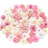 MOTONG 50 PCS Fiori Finti per Decorazioni Fiori per Torte Fiorellini Finti per Decorazioni Testa di Fiore Finta per Bomboniere Cimitero Margherite Ghirlanda Decorazioni Primavera Rosa Bianco